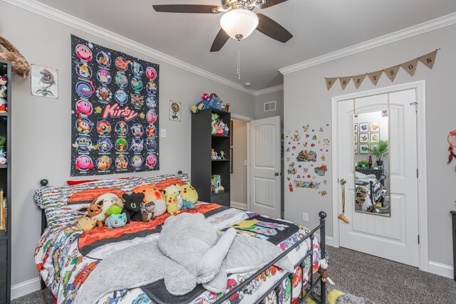 1035 Vineyard Way, Berea, KY 40403 - carpeted bedroom featuring ornamental molding, baseboards, and a ceiling fan
