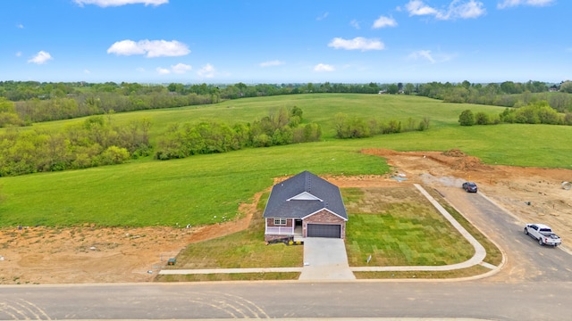 bird's eye view with a rural view