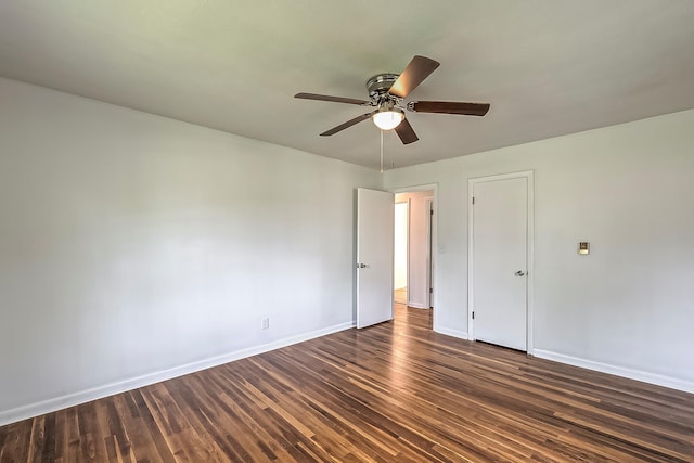 114 Cave Springs Dr, Lancaster, KY 40444 - unfurnished bedroom with baseboards, ceiling fan, and dark wood finished floors
