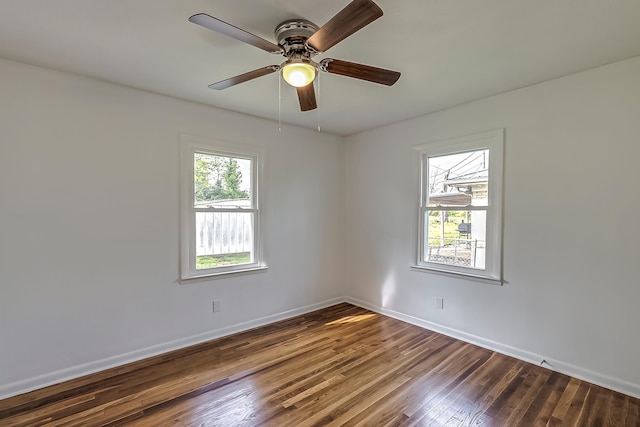 114 Cave Springs Dr, Lancaster, KY 40444 - empty room featuring baseboards, ceiling fan, and dark wood-style flooring