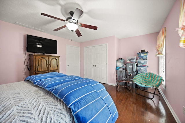 500 Curdsville Rd, Harrodsburg, KY 40330 - bedroom with ceiling fan, baseboards, dark wood-type flooring, and a closet