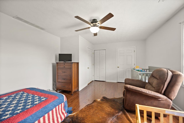 500 Curdsville Rd, Harrodsburg, KY 40330 - bedroom with ceiling fan, baseboards, hardwood / wood-style floors, and visible vents