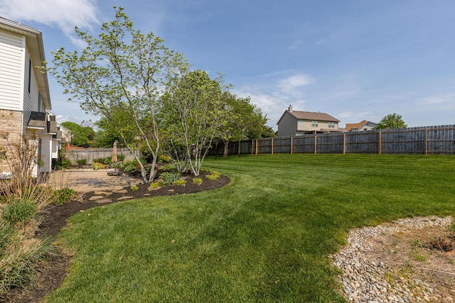 view of yard featuring a fenced backyard