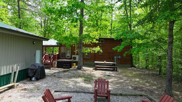 view of yard with a wooden deck