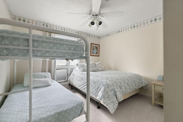 bedroom with carpet flooring, baseboards, and ceiling fan