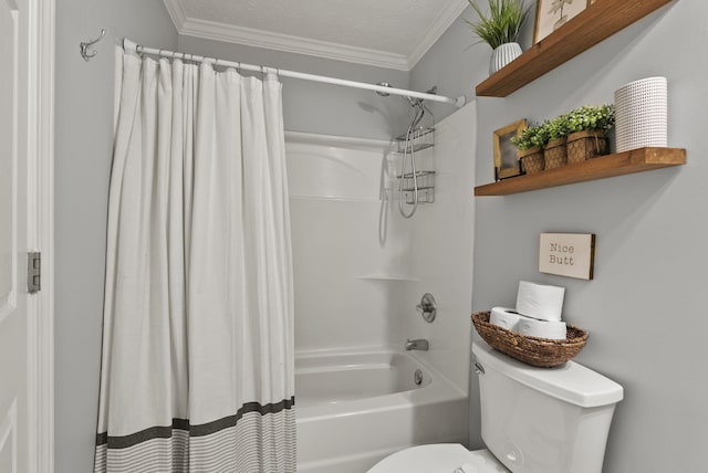 220 Garden Ave, Stanford, KY 40484 - bathroom with toilet, shower / bath combination with curtain, and ornamental molding