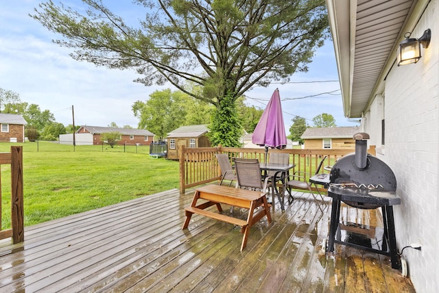 220 Garden Ave, Stanford, KY 40484 - deck featuring outdoor dining space, a shed, an outbuilding, a yard, and a grill