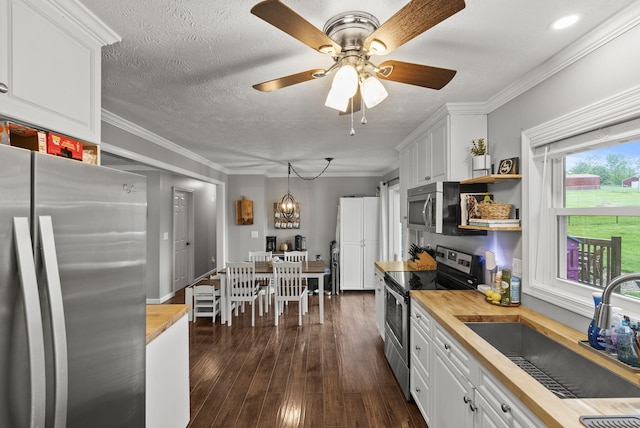 220 Garden Ave, Stanford, KY 40484 - kitchen featuring a sink, white cabinetry, butcher block counters, and stainless steel appliances