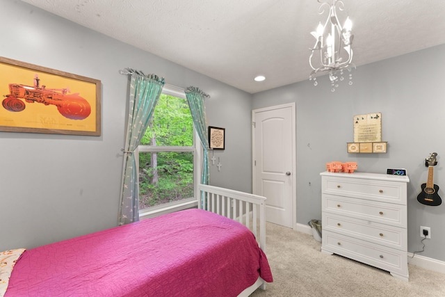 7314 Blue Level Rd, Rockfield, KY 42274 - bedroom featuring baseboards, a chandelier, and light carpet