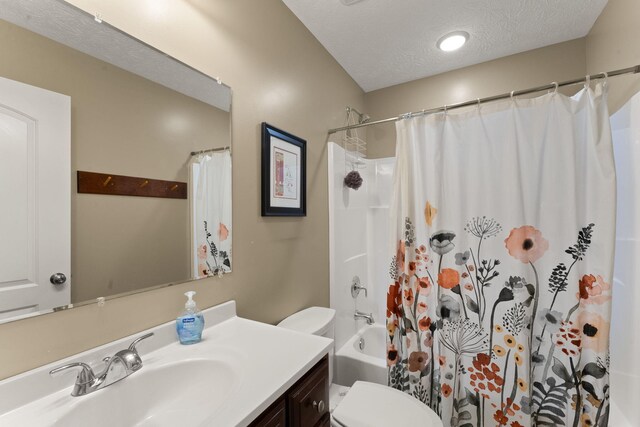 7314 Blue Level Rd, Rockfield, KY 42274 - full bath with vanity, a textured ceiling, shower / bath combo with shower curtain, and toilet