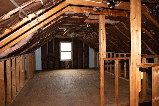 view of unfinished attic