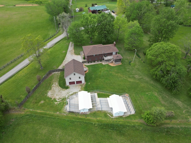 aerial view with a rural view