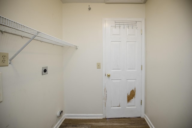 108 Sturbridge Ln, Winchester, KY 40391 - washroom featuring electric dryer hookup, dark wood-style floors, and baseboards