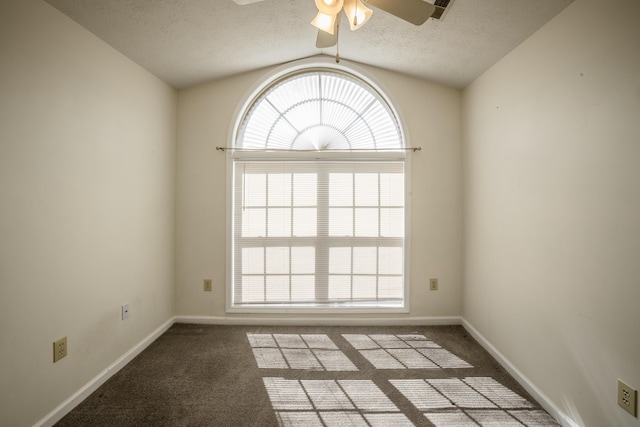 108 Sturbridge Ln, Winchester, KY 40391 - carpeted empty room with vaulted ceiling, ceiling fan, a textured ceiling, healthy amount of natural light, and baseboards