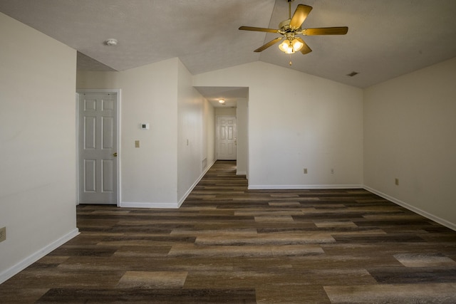 108 Sturbridge Ln, Winchester, KY 40391 - unfurnished room featuring ceiling fan, lofted ceiling, baseboards, wood finished floors, and a smoke detector