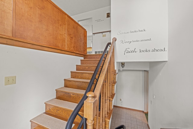 140 Adams Ln, Richmond, KY 40475 - stairway featuring tile patterned floors and baseboards