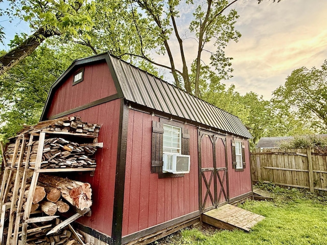 310 W Chestnut St, Nicholasville, KY 40356 - view of shed featuring fence and cooling unit