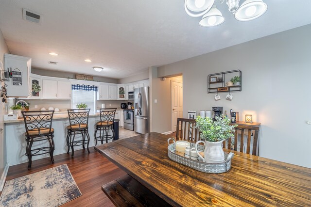 605 Coleman Dr, Berea, KY 40403 - dining space with an inviting chandelier, visible vents, and wood finished floors