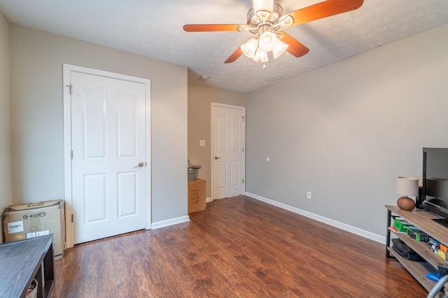 605 Coleman Dr, Berea, KY 40403 - bedroom with baseboards, ceiling fan, and wood finished floors