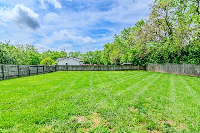 view of yard featuring a fenced backyard