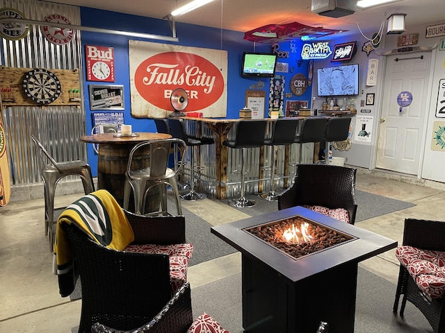 reception featuring a bar
