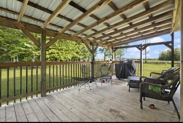 2745 Farris Branch Rd, Wallingford, KY 41093 - wooden terrace featuring a yard and a grill