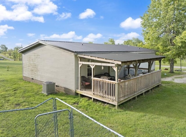 2745 Farris Branch Rd, Wallingford, KY 41093 - rear view of property featuring crawl space, a wooden deck, and a yard
