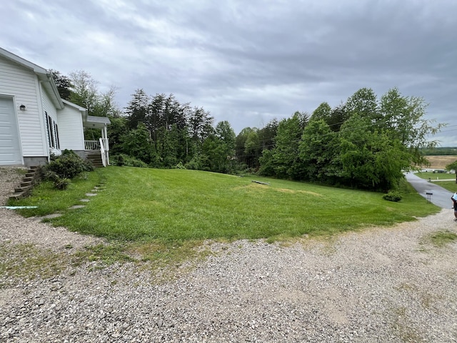 view of yard featuring stairs