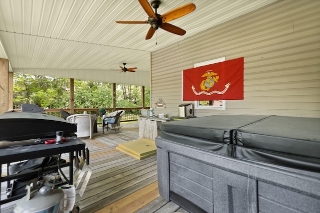 88 Plum St, Stanton, KY 40380 - wooden terrace featuring a ceiling fan