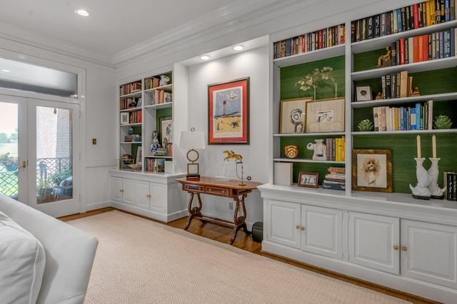 101 Idle Hour Dr Unit 1, Lexington, KY 40502 - bedroom with access to exterior, light wood finished floors, ornamental molding, and french doors