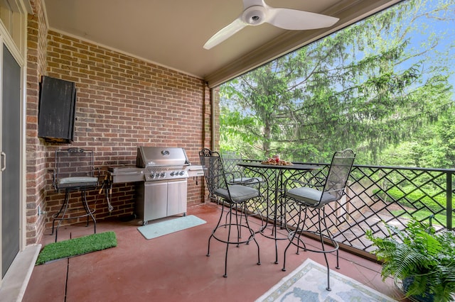 101 Idle Hour Dr Unit 1, Lexington, KY 40502 - view of patio with grilling area, a ceiling fan, outdoor dining area, and exterior kitchen