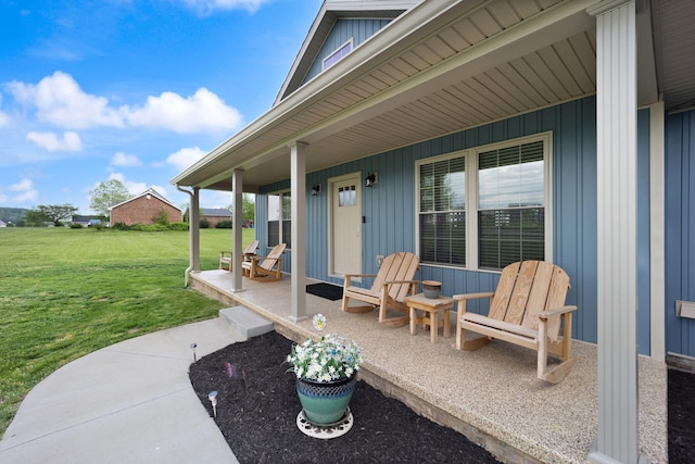view of patio featuring a porch