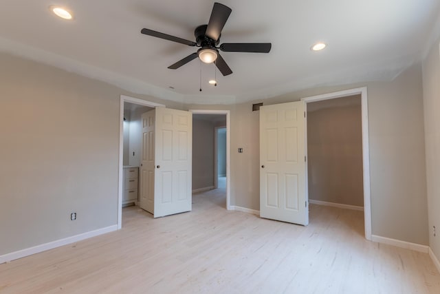 301 Meece St, Somerset, KY 42501 - unfurnished bedroom with light wood-type flooring, baseboards, recessed lighting, and ceiling fan