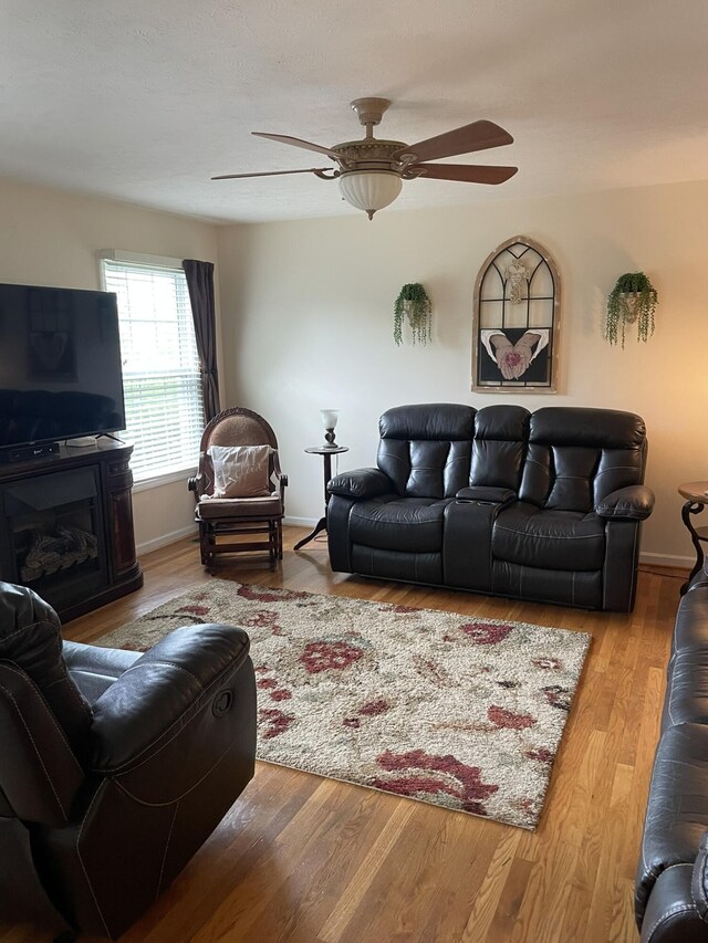 1166 Devane Ln, Frankfort, KY 40601 - living area with ceiling fan, wood finished floors, and baseboards