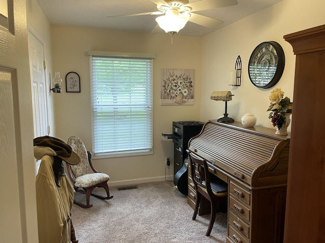 1166 Devane Ln, Frankfort, KY 40601 - carpeted home office with a ceiling fan and baseboards
