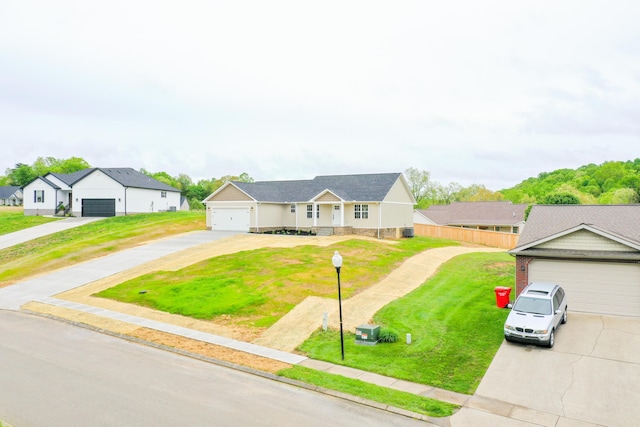 single story home with concrete driveway
