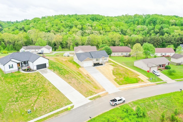 aerial view of a heavily wooded area