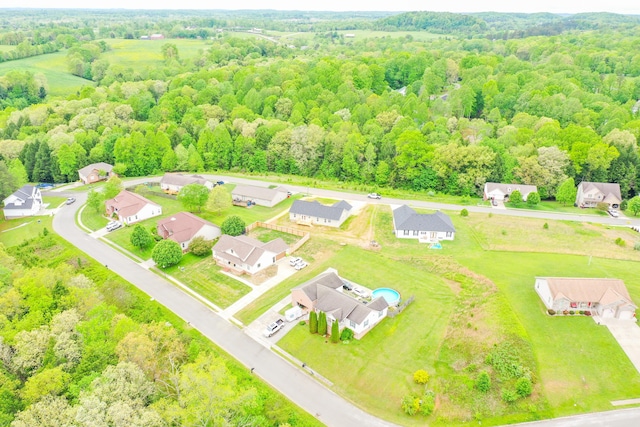 aerial perspective of suburban area featuring a forest