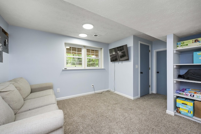 2912 Jason Ct, Lexington, KY 40503 - carpeted living room featuring baseboards and a textured ceiling