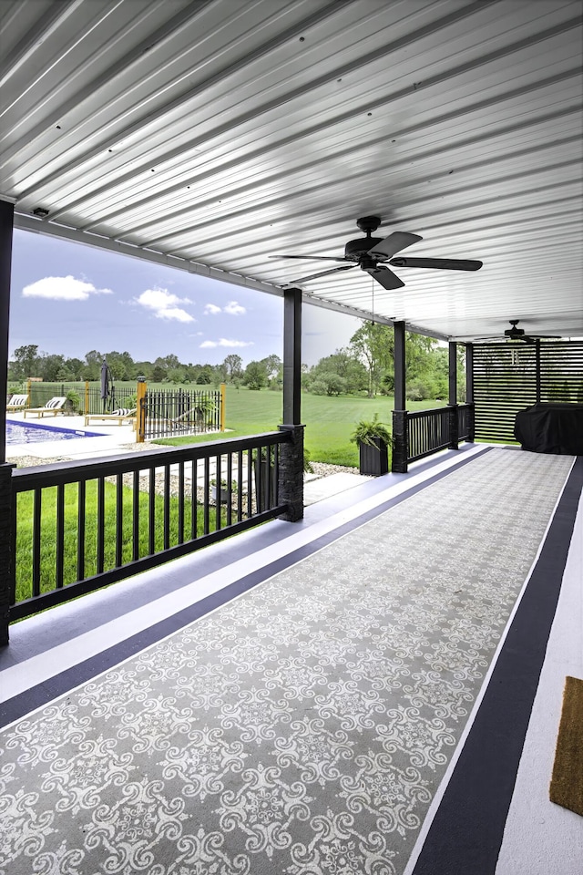 view of patio with a ceiling fan