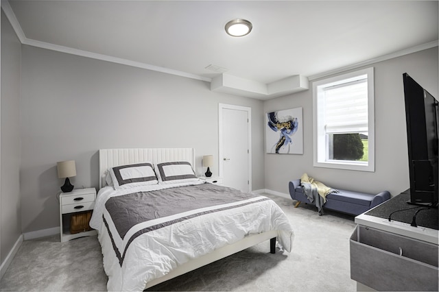 101 Creek Ridge Dr, Nicholasville, KY 40356 - bedroom featuring light carpet, crown molding, and baseboards