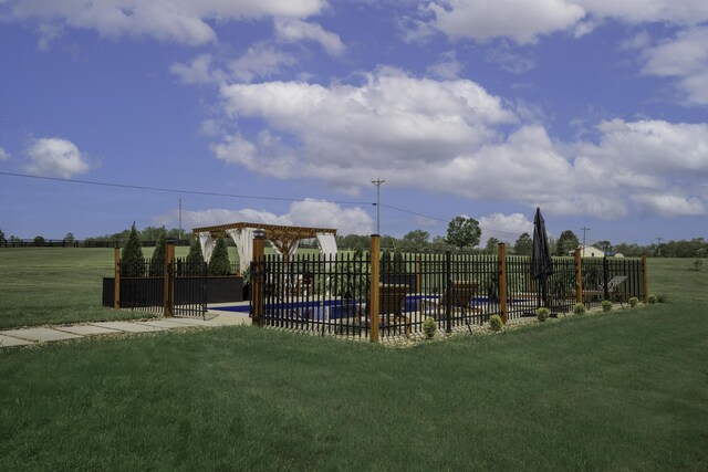 view of play area with a pergola