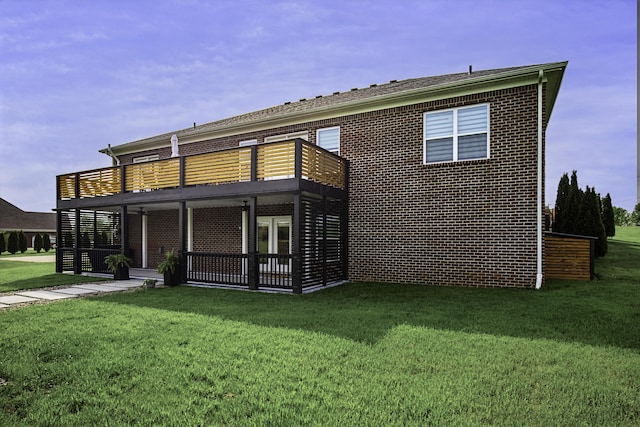 101 Creek Ridge Dr, Nicholasville, KY 40356 - back of property featuring a yard, brick siding, a patio, and a wooden deck