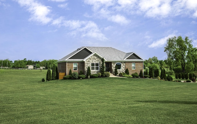 101 Creek Ridge Dr, Nicholasville, KY 40356 - view of front of home featuring a front lawn, stone siding, and brick siding