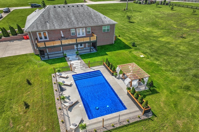 view of swimming pool featuring a gazebo and a patio