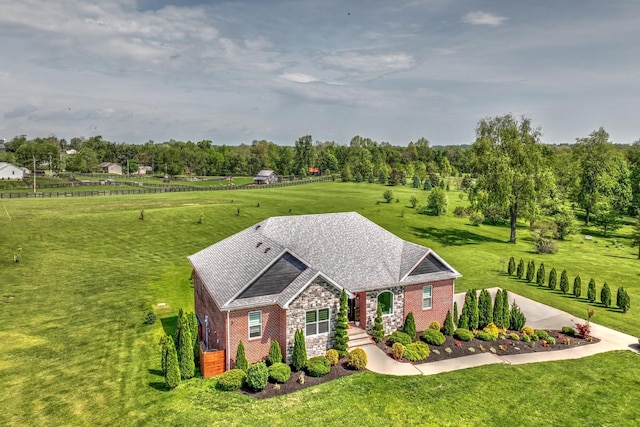 101 Creek Ridge Dr, Nicholasville, KY 40356 - view of front of house featuring stone siding, a front lawn, and brick siding