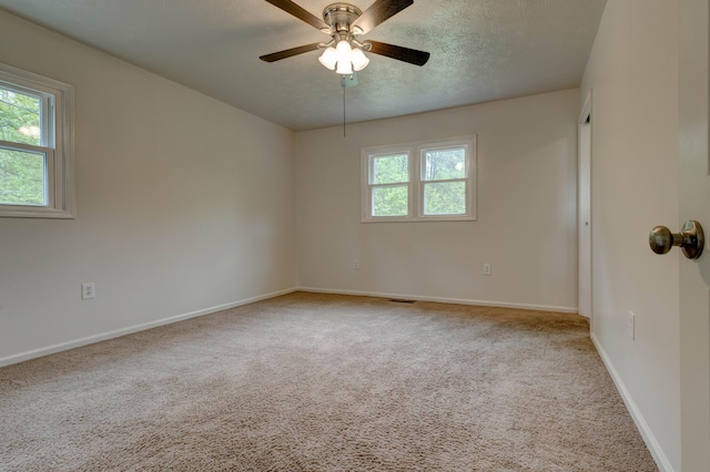 246 Pottersville Rd, Means, KY 40346 - carpeted spare room featuring healthy amount of natural light, baseboards, a ceiling fan, and a textured ceiling
