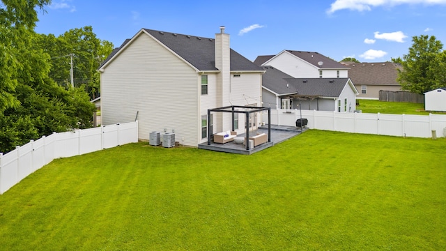 468 Lucille Dr, Lexington, KY 40511 - back of house with a chimney, a deck, and central AC