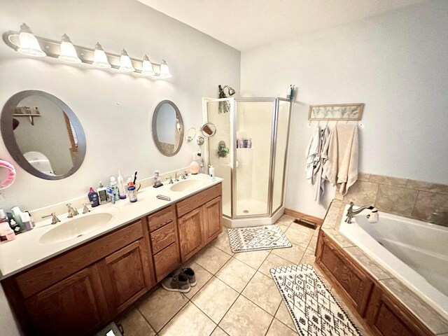 80 Jackson Rd, Somerset, KY 42503 - bathroom with a sink, tile patterned flooring, a stall shower, and a bath