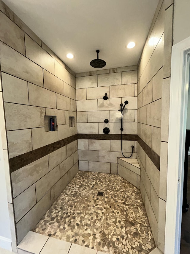 111 Fern Dr, Somerset, KY 42501 - full bathroom featuring tiled shower and recessed lighting